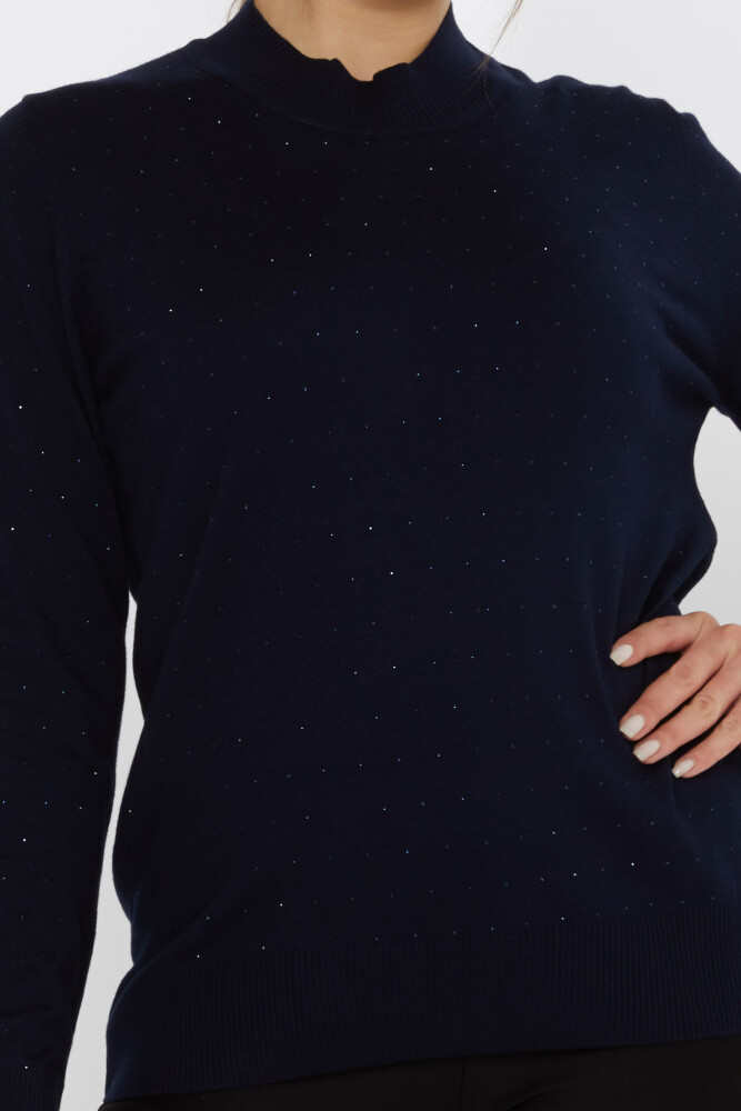 ژاکت بافتنی سنگ دوزی سرمه ای - 31513 | KAZEE (مجموعه 3 عددی L-XL-2XL) - 3