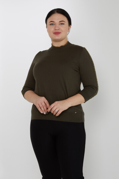 ژاکت بافتنی لوگوی آستین راه راه خاکی - 31196 | KAZEE (ست 3 M-L-XL) 