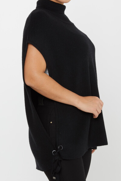 ژاکت بافتنی جزییات کراوات آستین کوتاه مشکی - 30229 | KAZEE (مجموعه 3 S-M-L) - 5