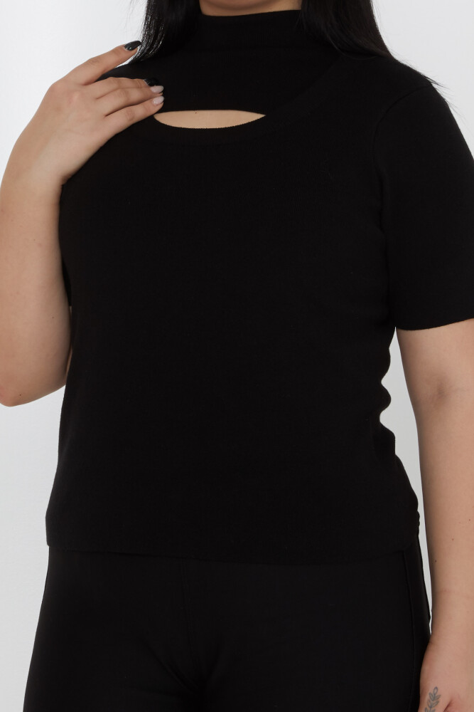 ژاکت بافتنی با یقه باز آستین کوتاه مشکی - 31369 | KAZEE (مجموعه 3 S-M-L) - 3
