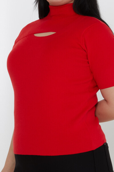 ژاکت بافتنی با یقه باز آستین کوتاه قرمز - 31369 | KAZEE (مجموعه 3 S-M-L) - 3