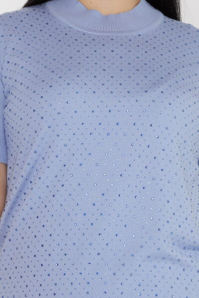 ژاکت بافتنی مدل آمریکایی سنگ دوزی آبی - 31864 | KAZEE (مجموعه 4 عددی L-XL-2XL-3XL) - 4