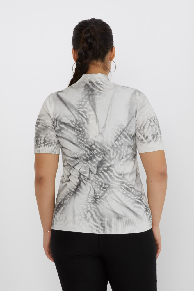 ژاکت بافتنی یقه یقه ای طرح دار باتیک اکرو خاکستری - 31235 | KAZEE (ست 3 M-L-XL) - 4