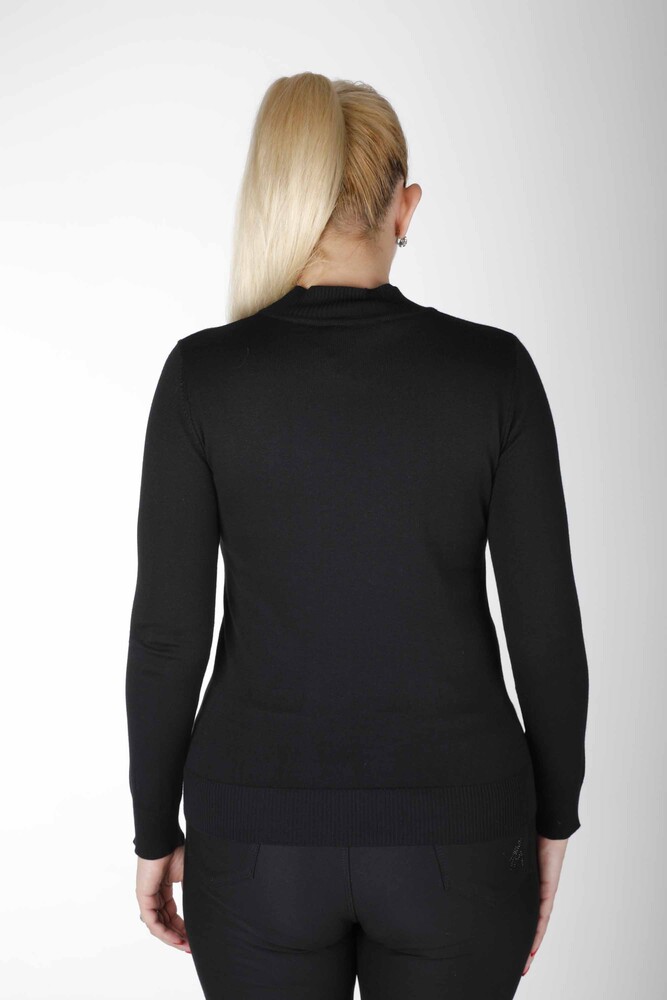 ژاکت بافتنی یقه سنگ دوزی رنگی مشکی - 30593 | KAZEE (مجموعه 4 M-L-XL-2XL) - 5