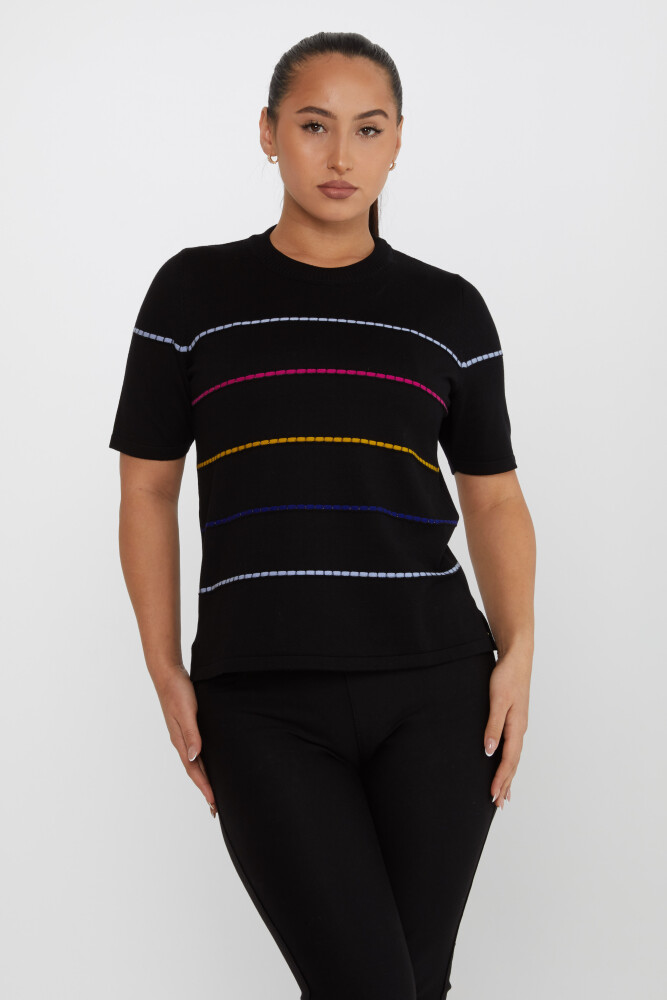 ژاکت بافتنی یقه آستین کوتاه مشکی - 31659 | KAZEE (مجموعه 3 عددی L-XL-2XL) - 1