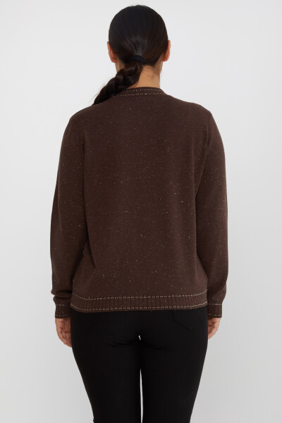 ژاکت بافتنی یقه آستین بلند قهوه - 31629 | KAZEE (مجموعه 3 عددی XL-2XL-3XL) - 5