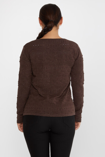 ژاکت بافتنی قهوه آستین بلند طرح دار - 31627 | KAZEE (ست 3 M-L-XL) - 5