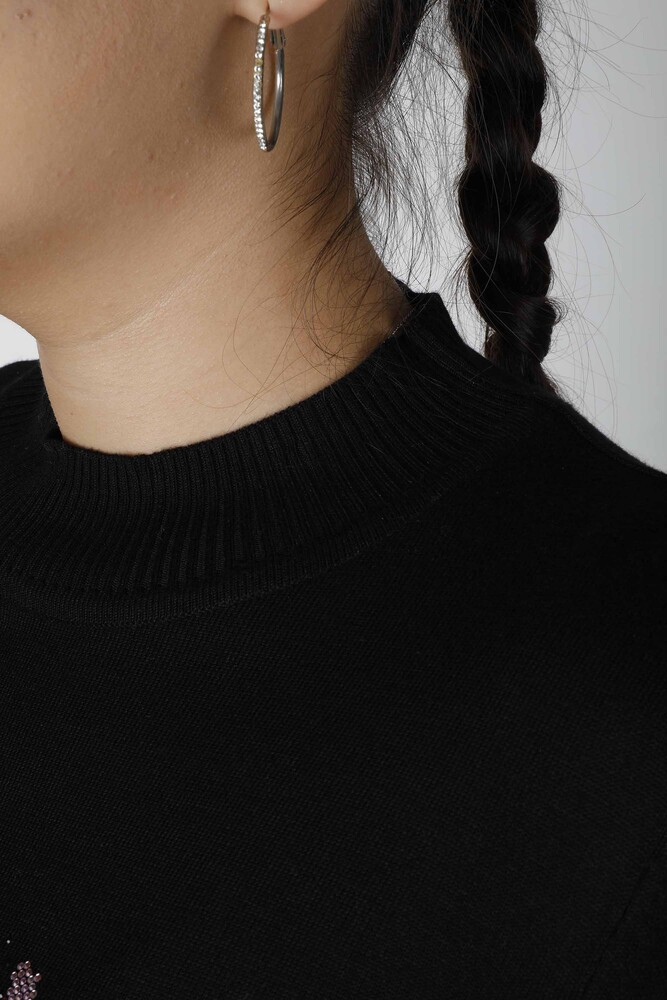 ژاکت بافتنی جیبی سنگی طرح دار مشکی آستین بلند - 30473 | KAZEE (مجموعه 4 عددی L-XL-2XL-3XL) - 4