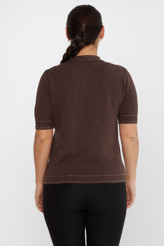 ژاکت بافتنی آستین کوتاه قهوه براق - 31626 | KAZEE (ست 3 M-L-XL) - 5