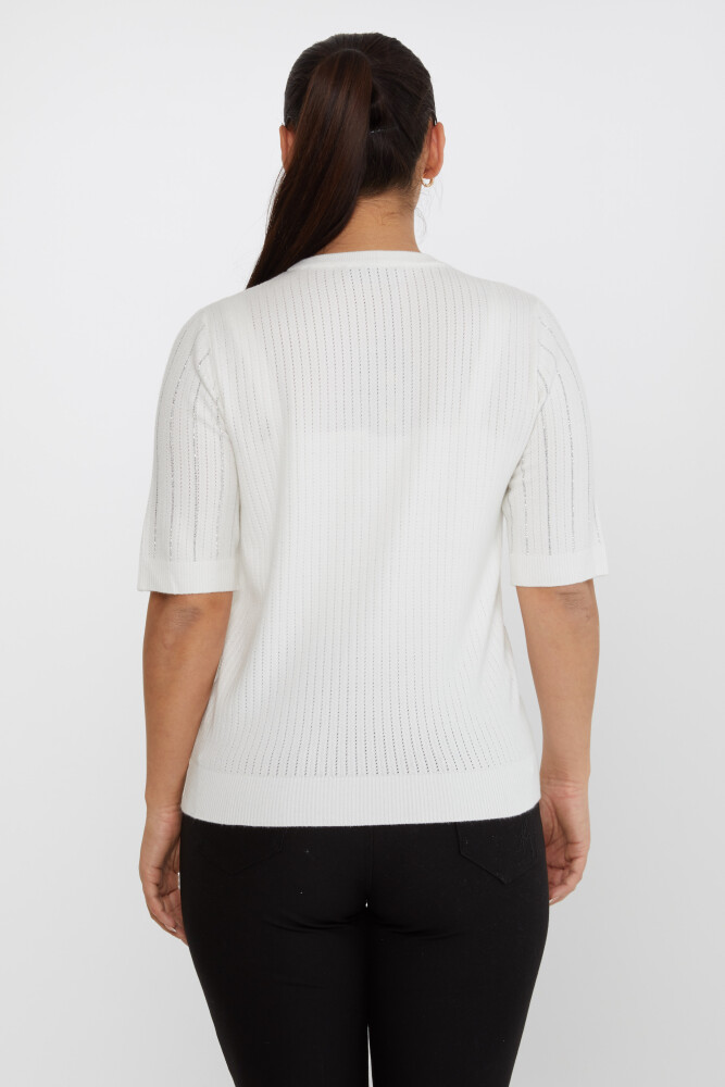 ژاکت بافتنی آستین کوتاه سنگ راه راه اکرو دوزی - 31094 | KAZEE (ست 3 M-L-XL) - 5