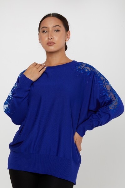 ژاکت بافتنی ساکس طرح دار آستین شانه - 30767 | KAZEE (مجموعه 4 عددی L-XL-2XL-3XL) 