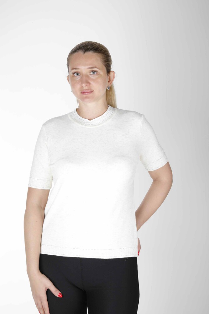 ژاکت بافتنی آستین کوتاه اکرو - 31028 | KAZEE (مجموعه 4 M-L-XL-2XL) - 1