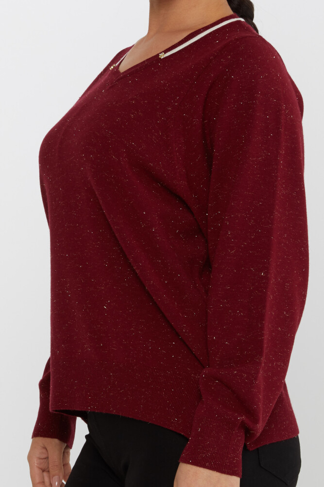 ژاکت بافتنی V یقه آستین بلند کلارت قرمز - 31649 | KAZEE (مجموعه 3 عددی L-XL-2XL) - 4