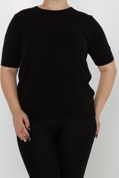 ژاکت بافتنی با جزئیات براق آستین کوتاه مشکی - 31714 | KAZEE (مجموعه 3 عددی XL-2XL-3XL) - 2