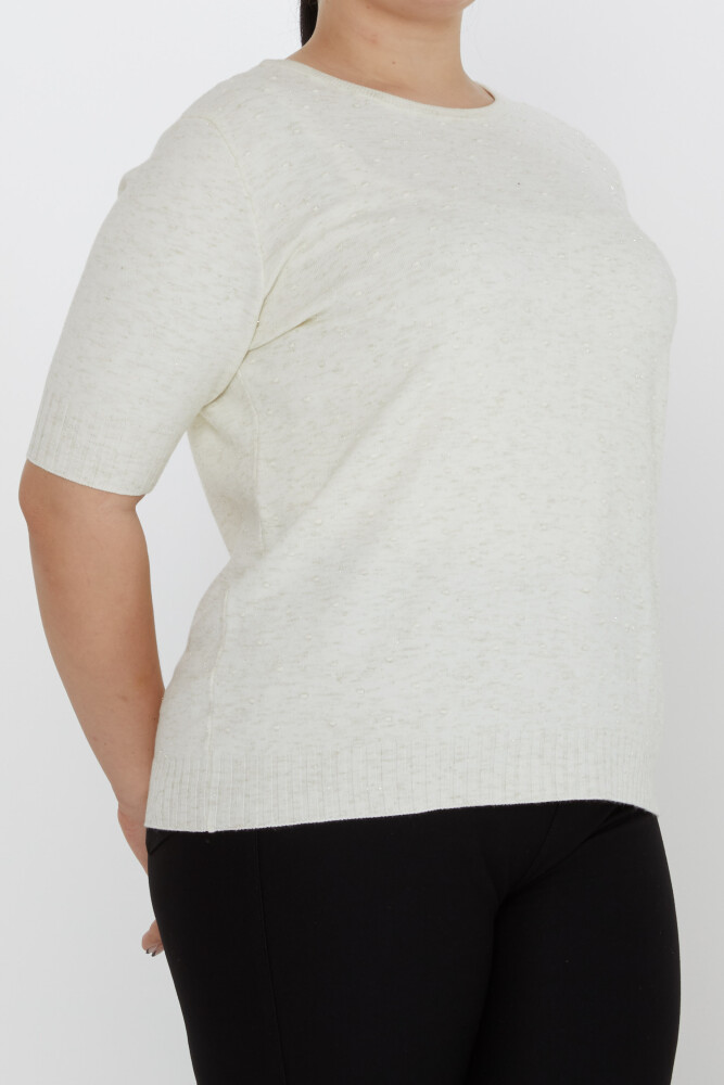 ژاکت بافتنی با جزئیات ژاکت آستین کوتاه اکرو - 31714 | KAZEE (مجموعه 3 عددی XL-2XL-3XL) - 3