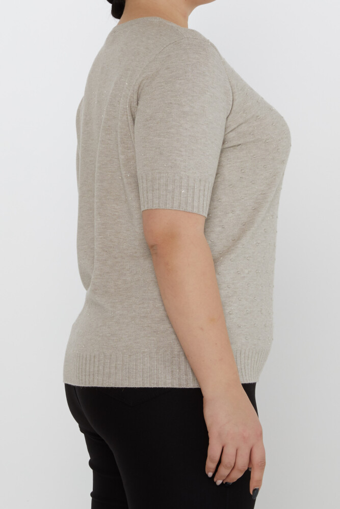 ژاکت بافتنی ژاکت پر زرق و برق آستین کوتاه راسو - 31714 | KAZEE (مجموعه 3 عددی XL-2XL-3XL) - 3