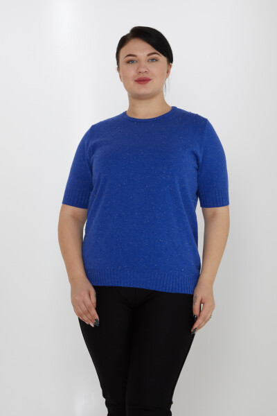 ژاکت بافتنی ساکس آستین کوتاه - 31714 | KAZEE (مجموعه 3 عددی XL-2XL-3XL) 