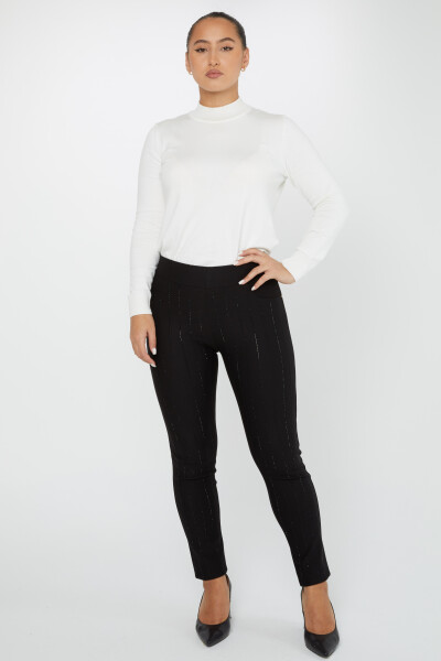 شلوار سنگ کریستال دوزی کمر کش مشکی - 3774 | KAZEE (مجموعه 4 36-38-40-42) - KAZEE 