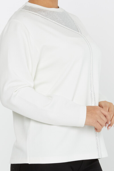 سویشرت یقه سنگ دوزی آستین بلند اکرو - 2231 | KAZEE (مجموعه 3 عددی L-XL-2XL) - 4