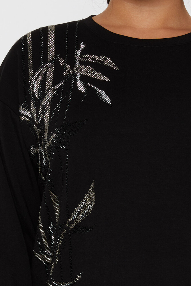 سویشرت مشکی طرح دار سنگی - 17799 | KAZEE (مجموعه 3 عددی L-XL-2XL) - 2