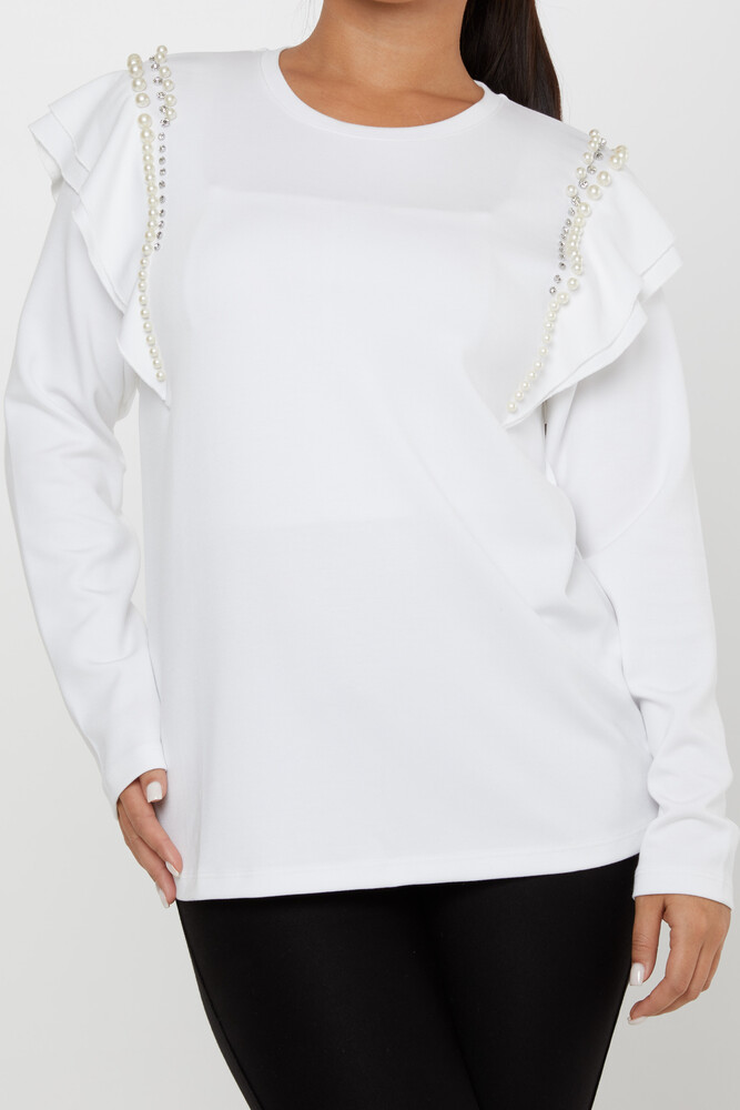 بلوز آستین دار سنگ مروارید اکرو - 17793 | KAZEE (ست 3 M-L-XL) - 2