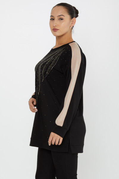 سویشرت سنگ دوزی آستین بلند مشکی - 17851 | KAZEE (مجموعه 3 عددی L-XL-2XL) - Kazee (1)