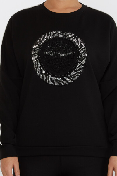 سویشرت سنگ دوزی آستین بلند مشکی - 2237 | KAZEE (ست 3 L-XL-2XL) - 3