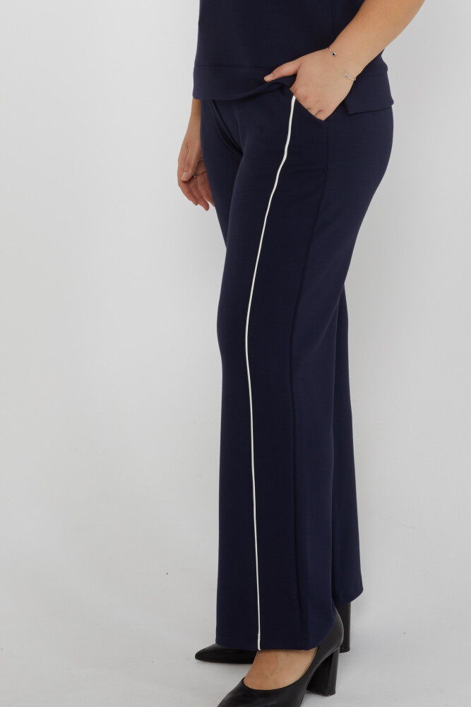 ست لباس دوزی با آستین کوتاه آبی سرمه ای - 17865 | KAZEE (مجموعه 3 عددی L-XL-2XL) - 4