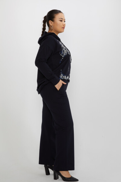 ست کت و شلوار سرمه ای سرمه ای سنگ دوزی شده با جزئیات - 17897 | KAZEE (ست 3 M-L-XL) - 3