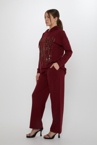 لباس ورزشی لئوپارد سنگ دوزی کلارت قرمز - 17901 | KAZEE (ست 3 M-L-XL) - 6