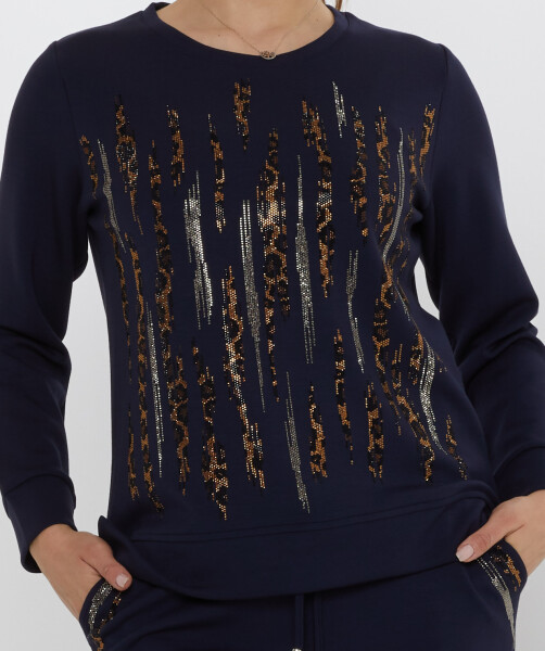 ست لباس ورزشی با جزییات جیبی آبی سرمه ای - 17886 | KAZEE (ست 3 M-L-XL) - 4