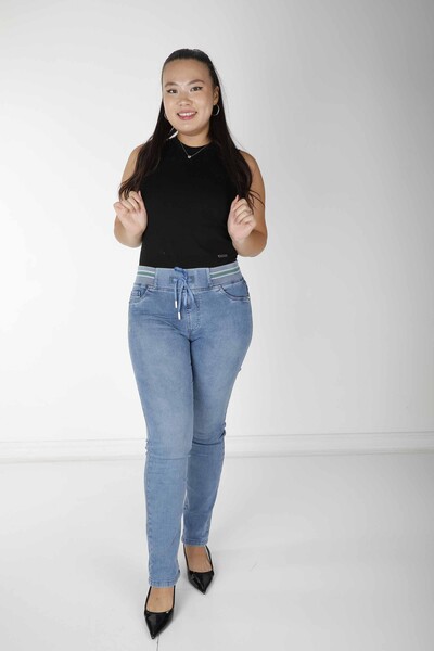 شلوار کمر کش کش آبی - 4261 | KAZEE (مجموعه 4 42-44-46-48) - Kazee