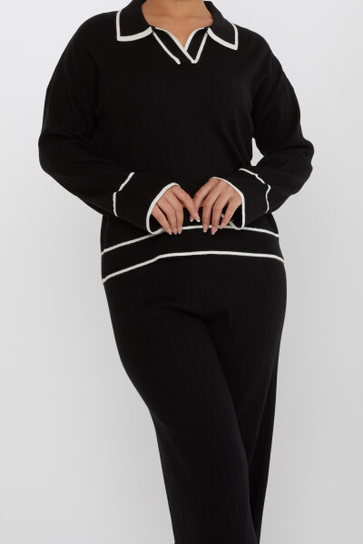 کت و شلوار دو تیکه آستین بلند یقه مشکی - 31233 | KAZEE (مجموعه 2 M-L) - 3