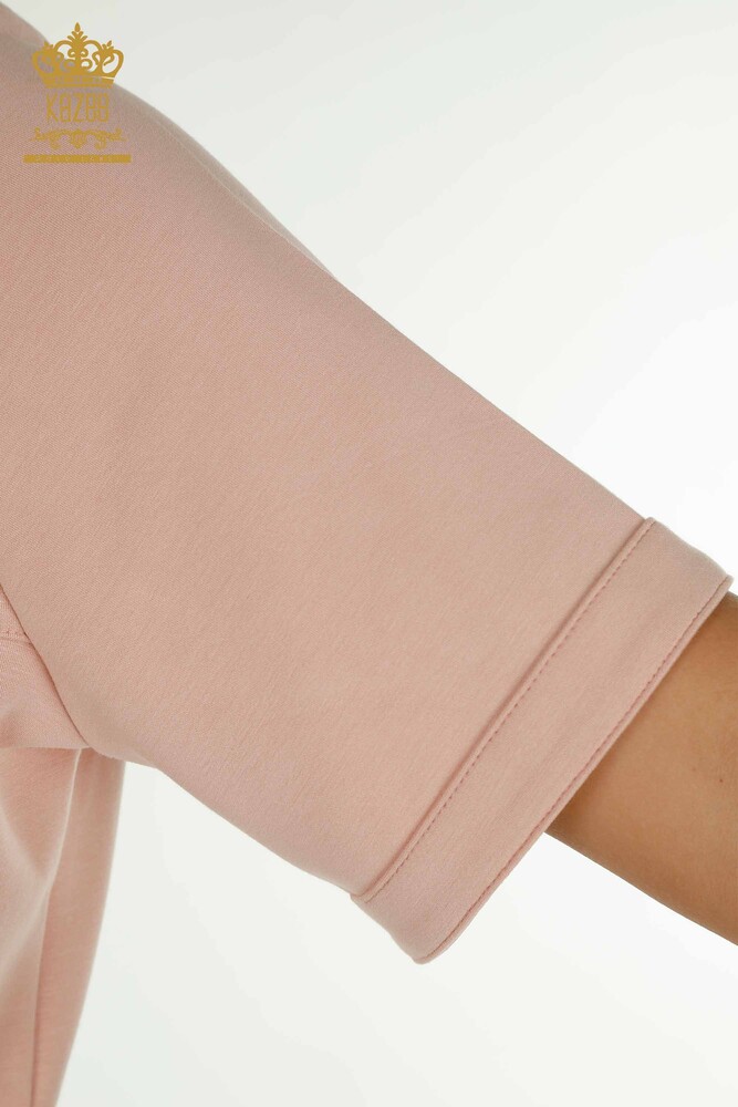 فروش عمده ست سه گانه اسپرت زنانه - جزئیات دکمه ای - پودری - 17633 | KAZEE - 10