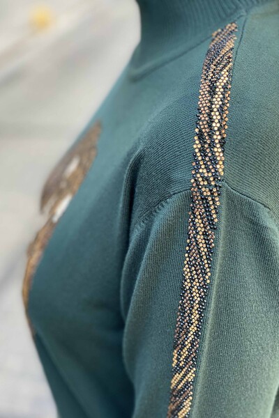 فروش عمده ژاکت بافتنی زنانه - طرح ببر - سنگ دوزی - 16437 | KAZEE - Thumbnail