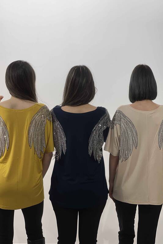فروش عمده بلوز زنانه - بال فرشته - سنگ دوزی - 77496 | KAZEE
