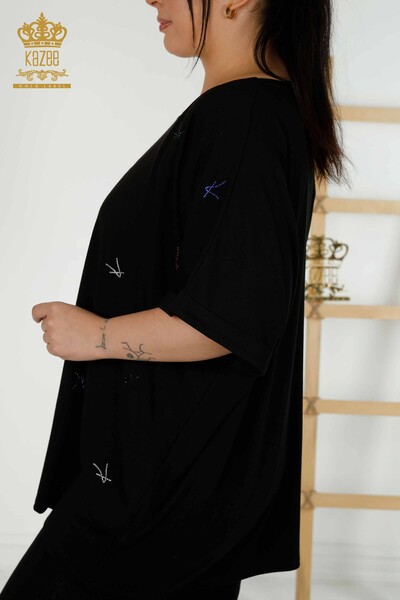 فروش عمده بلوز زنانه یقه خدمه مشکی - 79333 | KAZEE - 7