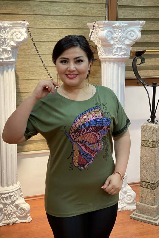 فروش عمده بلوز زنانه طرح پروانه سنگ کریستال دوزی - 77384 | کازی