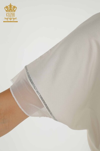 فروش عمده بلوز زنانه - طرح پروانه - اکرو - 79103 | KAZEE - 5