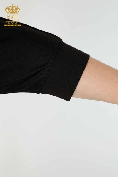 عمده فروشی بلوز زنانه پروانه رنگارنگ طرح دار مشکی-77901 / کازی - 7