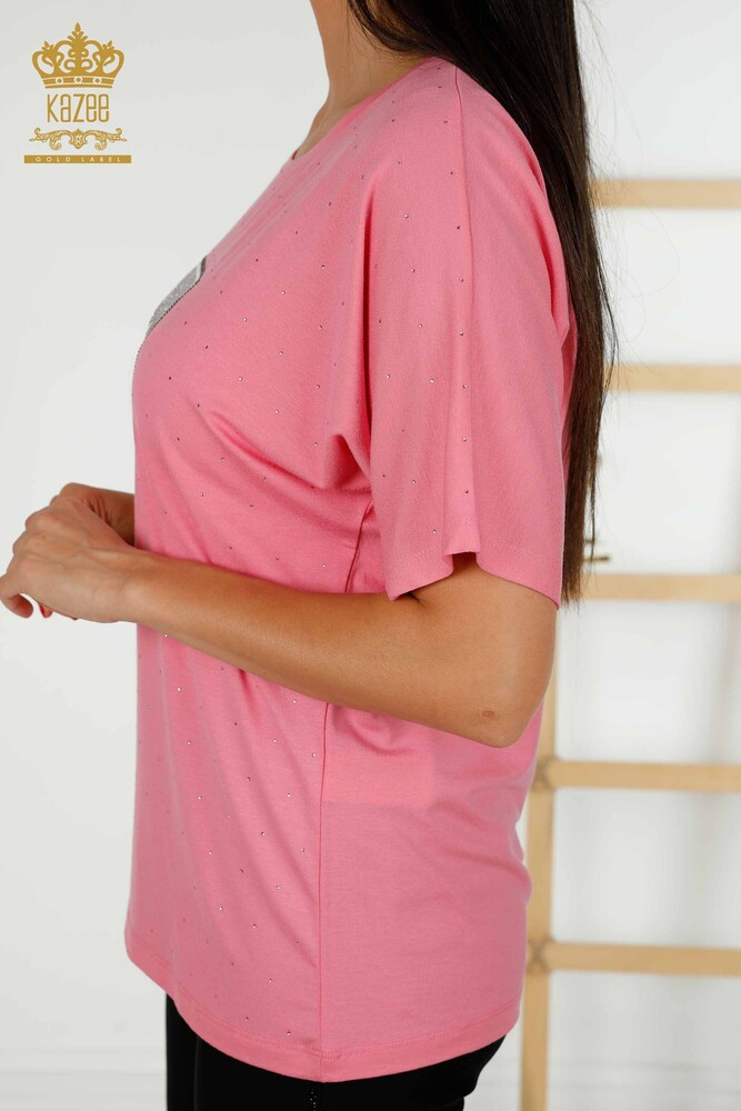 فروش عمده بلوز زنانه - کریستال - سنگ دوزی - صورتی - 79389 | KAZEE - 7