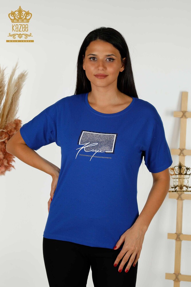 فروش عمده بلوز زنانه ساکس سنگ دوزی شده - 79389 | KAZEE - 1