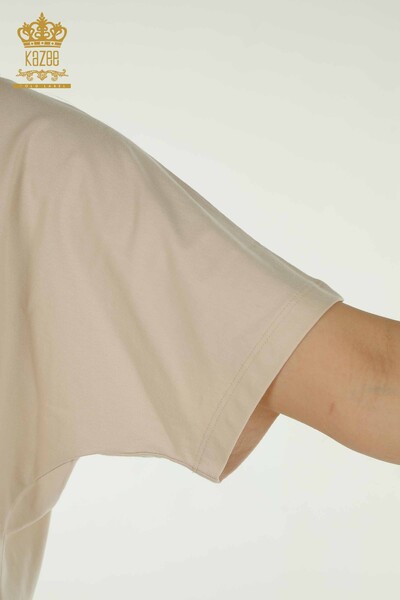 فروش عمده بلوز زنانه - گل دوزی - بژ - 79459 | KAZEE - 6