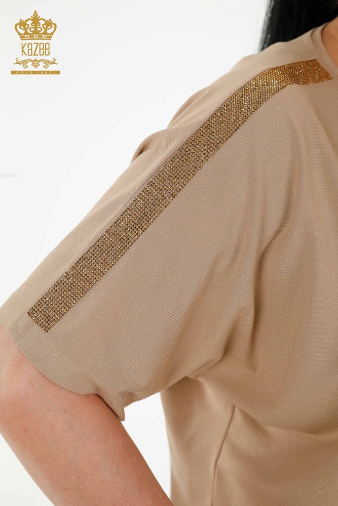 فروش عمده بلوز زنانه - طرح گل - بژ - 79121 | KAZEE - 3