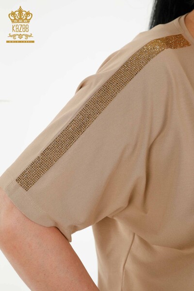 فروش عمده بلوز زنانه - طرح گل - بژ - 79121 | KAZEE - 3