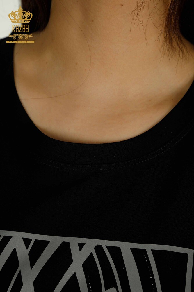 فروش عمده بلوز زنانه - طرح گل - مشکی - 79528 | KAZEE - 5