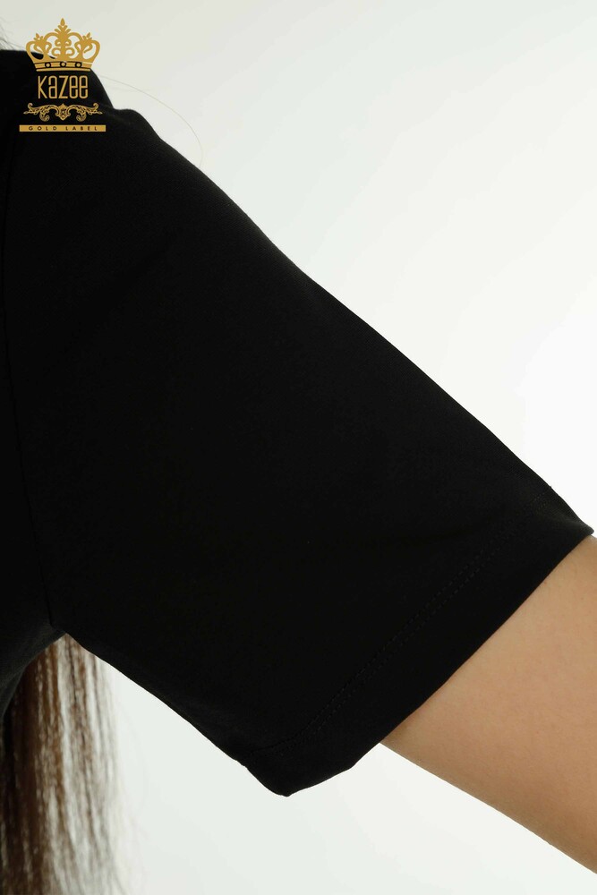 فروش عمده بلوز زنانه - طرح گل - مشکی - 79528 | KAZEE - 6