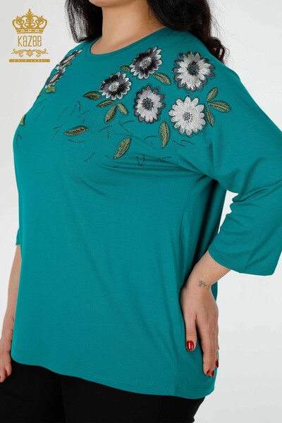 عمده فروشی بلوز زنانه طرح گل سبز-78947 / کازی - 4