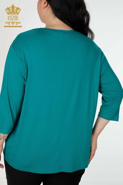 عمده فروشی بلوز زنانه طرح گل سبز-78947 / کازی - 6