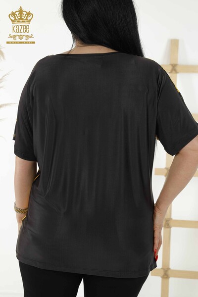 فروش عمده بلوز زنانه - طرح گل - زعفرانی - 77898 | KAZEE - 8